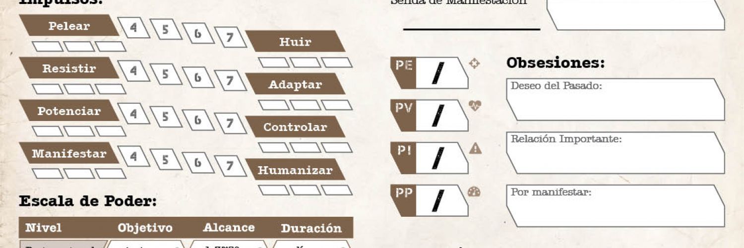 Hojas de Personajes Proyecto Prometeo