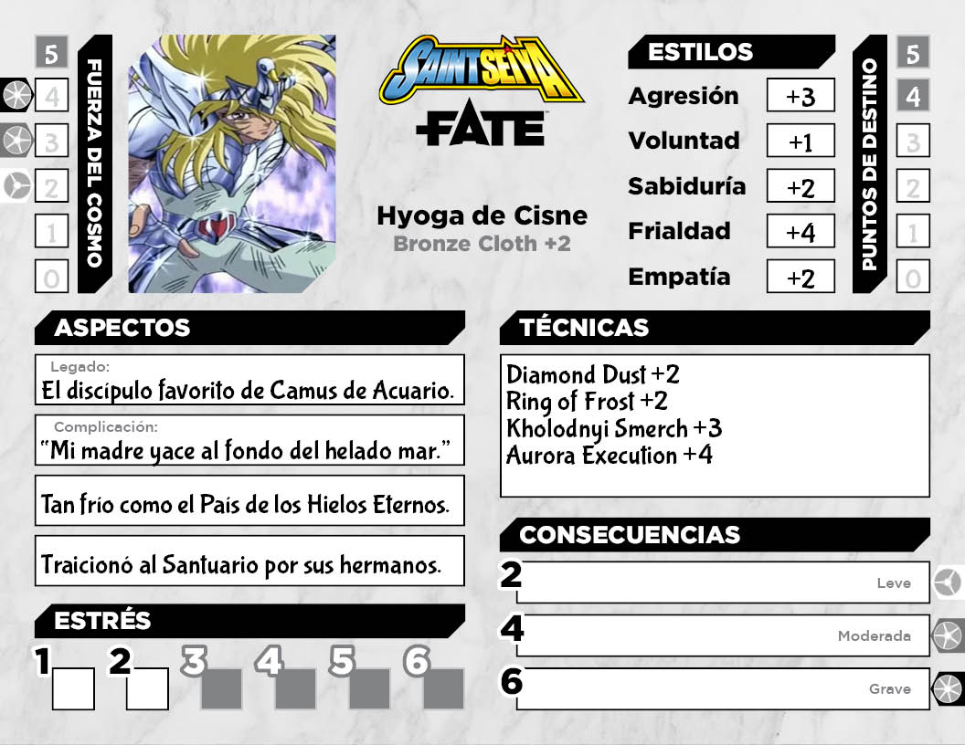 Hoja de Personaje Saint Seiya Fate (imagen 1)